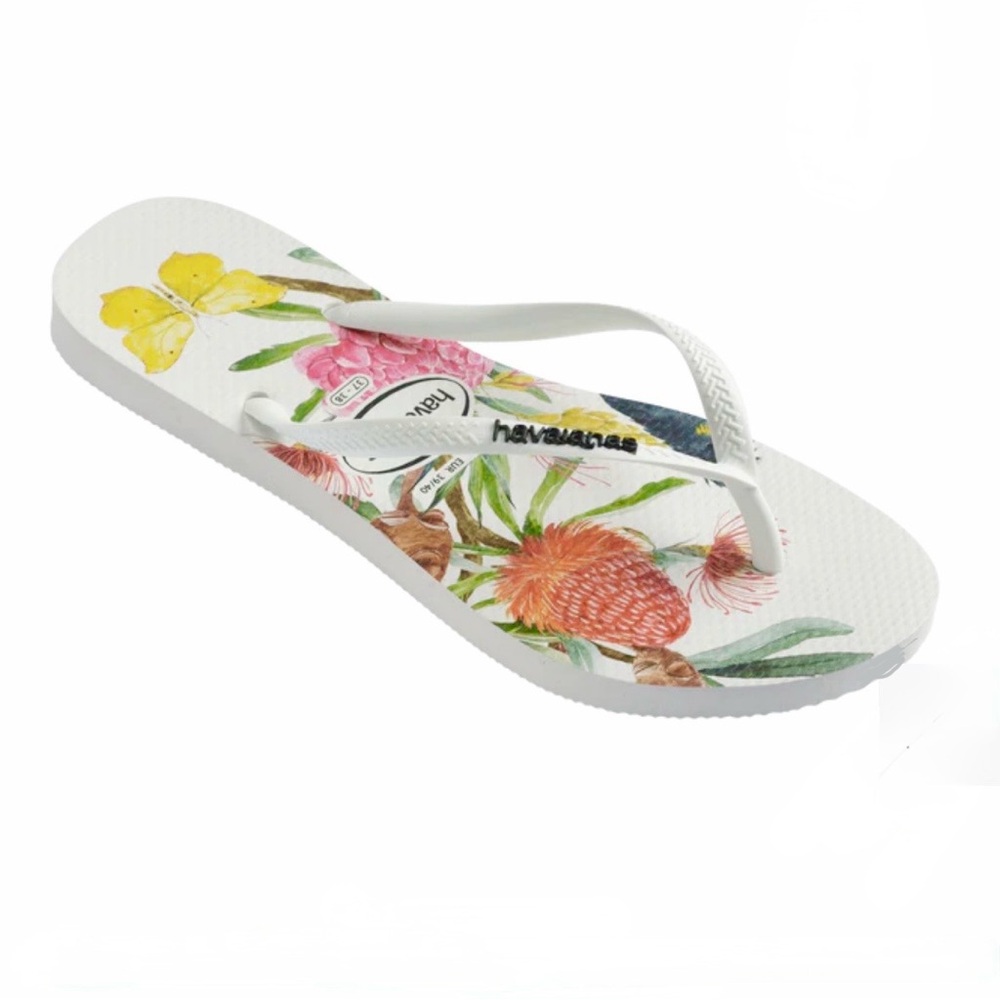 **SOLD** Havaianas Slim Flora Flip Flop Floral Thong Sandals Women's Size 7/8 - Picture 6 of 12